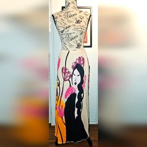 Izzythewildland Figure Graphic Lettuce Trim Mermaid Hem Skirt